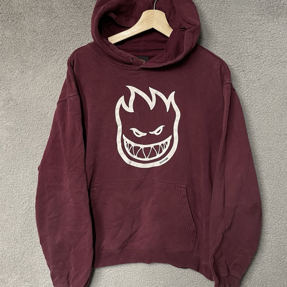 Spitfire Wheels Bighead Hoodie Burgundy Skateboarding Hoodie Men's Medium